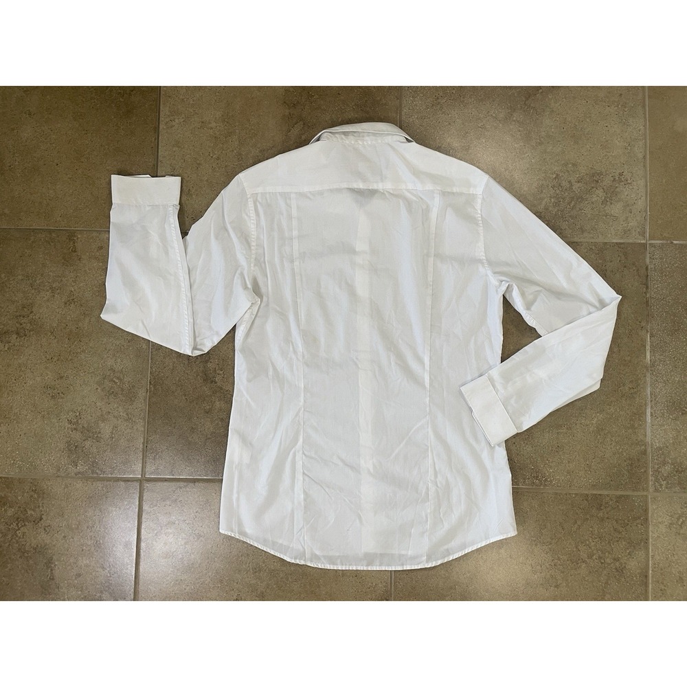 H&M White Long-Sleeve Slim Fit Men's Sz M Dress Shirt Button-Up Easy Iron - Picture 2 of 8